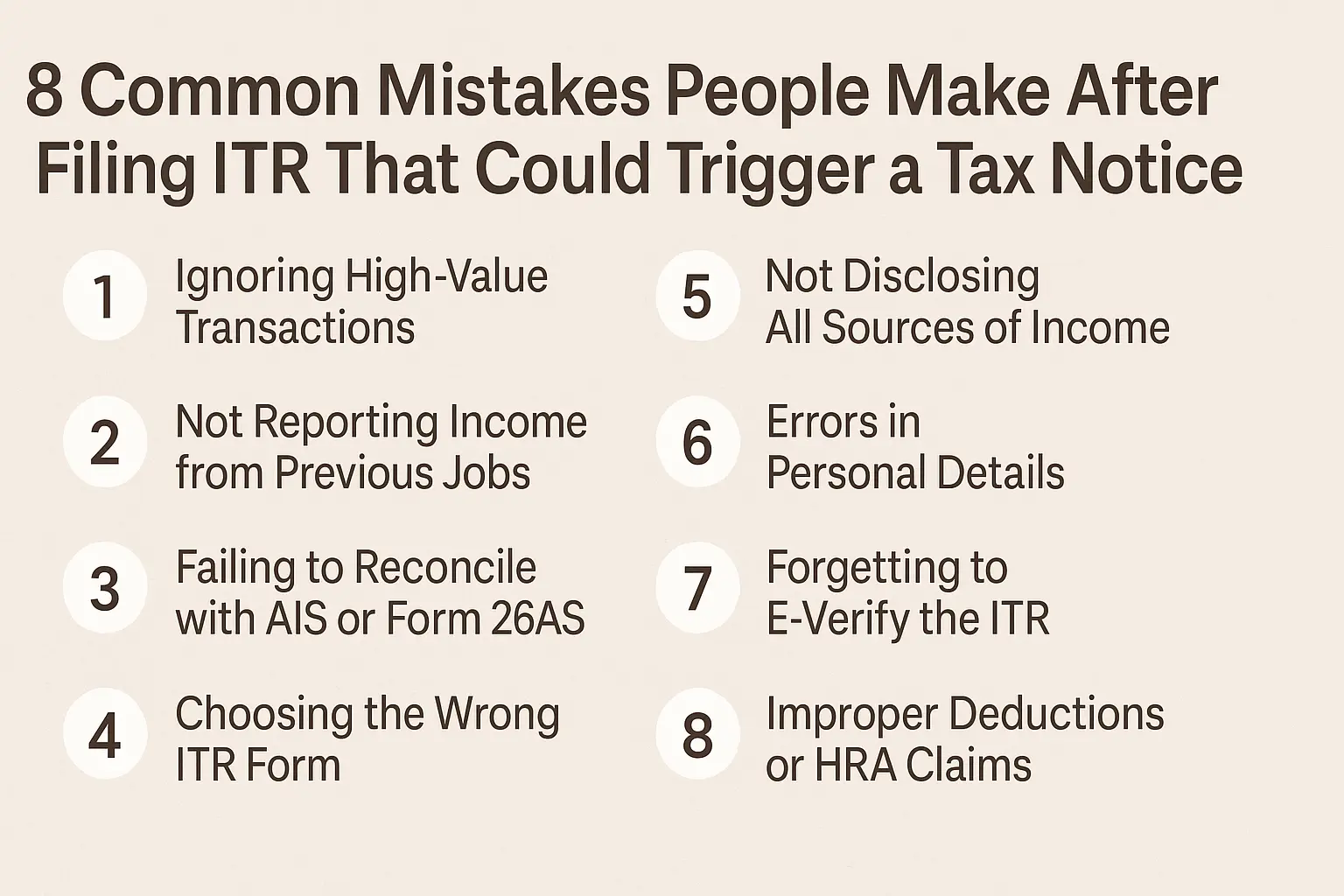 8 Common Mistakes People Make After Filing ITR That Could Trigger a Tax Notice